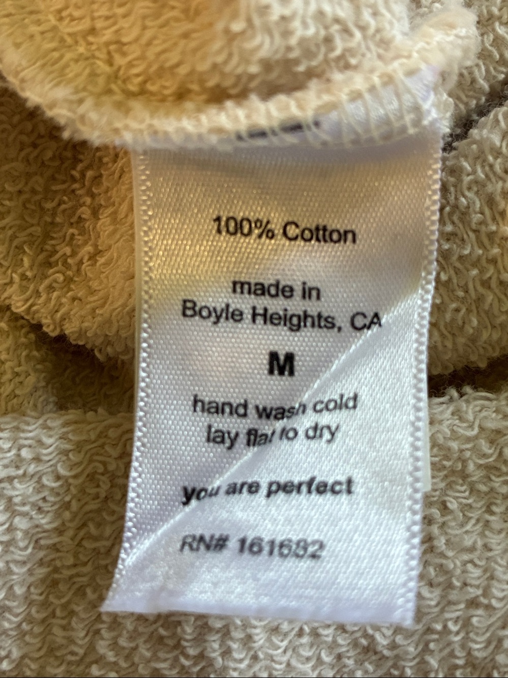 perfectwhitetee Tyler French Terry Sweatshirt Women’s M Natural Beige - Picture 3 of 7